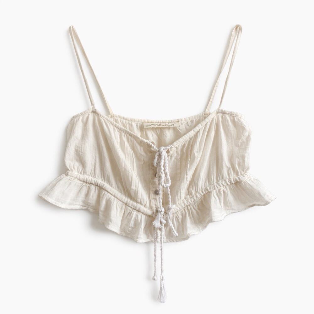 Jen's Pirate Booty Western Romantic Cotton Camisole Ruffle Crop Top Size S Boho